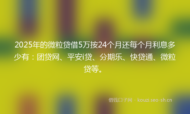 2025年的微粒贷借5万按24个月还每个月利息多少有：团贷网、平安i贷、分期乐、快贷通、微粒贷等。