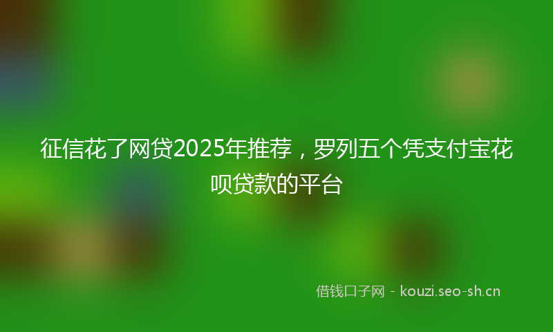 征信花了网贷2025年推荐，罗列五个凭支付宝花呗贷款的平台