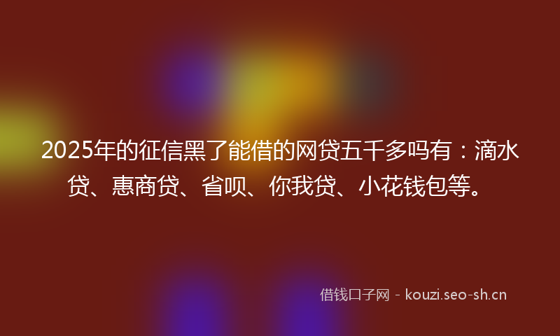 2025年的征信黑了能借的网贷五千多吗有：滴水贷、惠商贷、省呗、你我贷、小花钱包等。