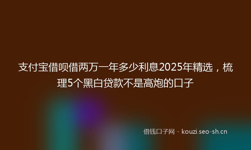 支付宝借呗借两万一年多少利息2025年精选，梳理5个黑白贷款不是高炮的口子