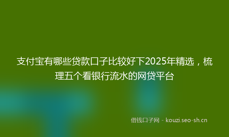 支付宝有哪些贷款口子比较好下2025年精选，梳理五个看银行流水的网贷平台