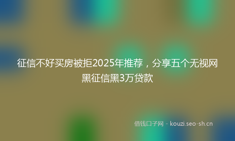 征信不好买房被拒2025年推荐，分享五个无视网黑征信黑3万贷款