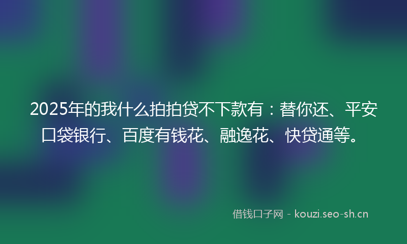 2025年的我什么拍拍贷不下款有：替你还、平安口袋银行、百度有钱花、融逸花、快贷通等。