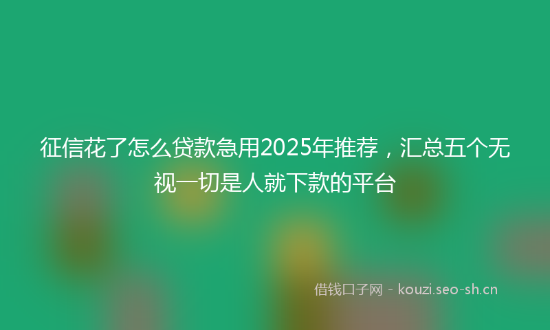 征信花了怎么贷款急用2025年推荐，汇总五个无视一切是人就下款的平台
