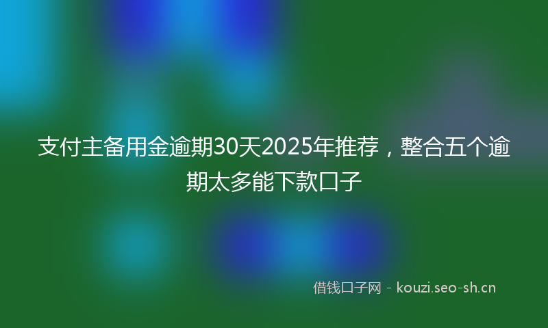 支付主备用金逾期30天2025年推荐，整合五个逾期太多能下款口子
