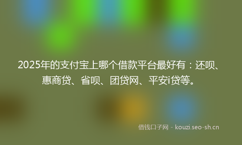 2025年的支付宝上哪个借款平台最好有：还呗、惠商贷、省呗、团贷网、平安i贷等。