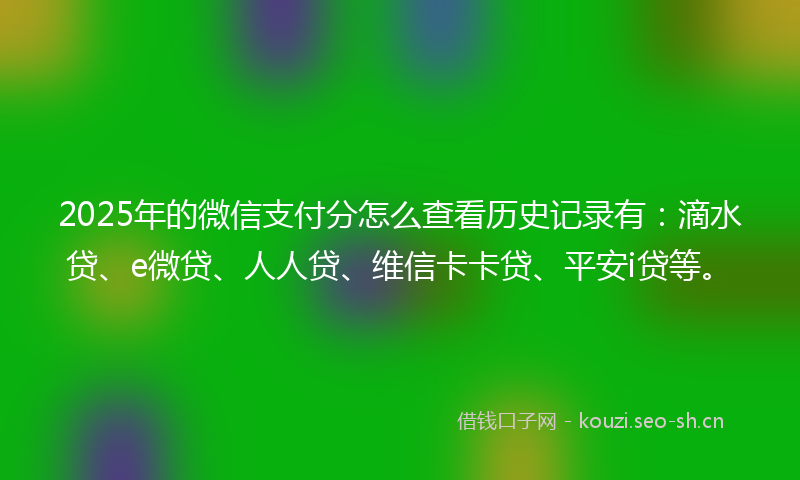 2025年的微信支付分怎么查看历史记录有：滴水贷、e微贷、人人贷、维信卡卡贷、平安i贷等。