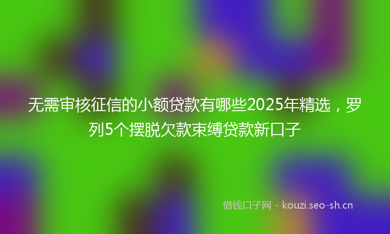 无需审核征信的小额贷款有哪些2025年精选，罗列5个摆脱欠款束缚贷款新口子
