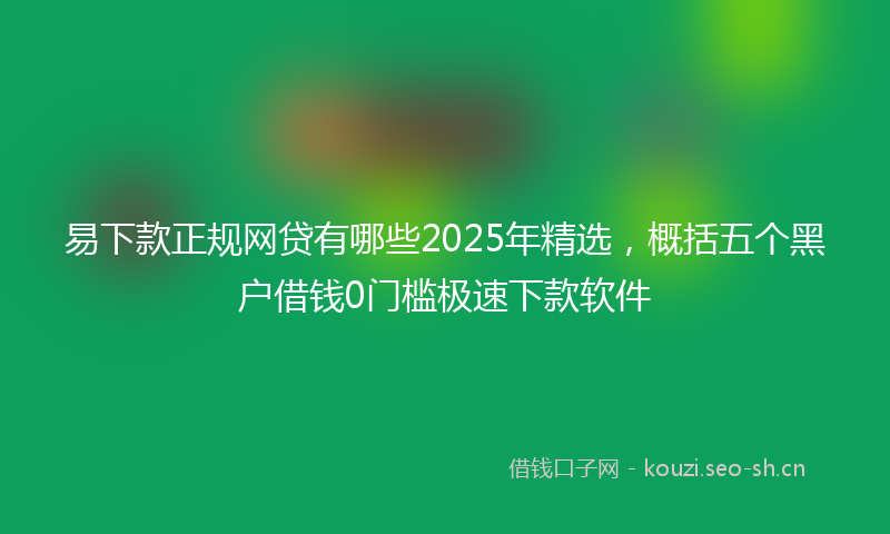易下款正规网贷有哪些2025年精选，概括五个黑户借钱0门槛极速下款软件