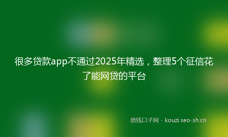 很多贷款app不通过2025年精选，整理5个征信花了能网贷的平台