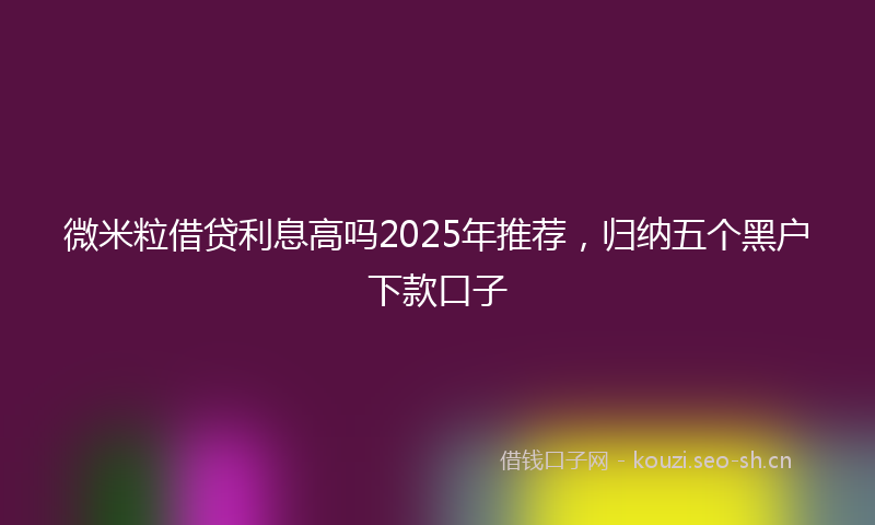 微米粒借贷利息高吗2025年推荐，归纳五个黑户下款口子