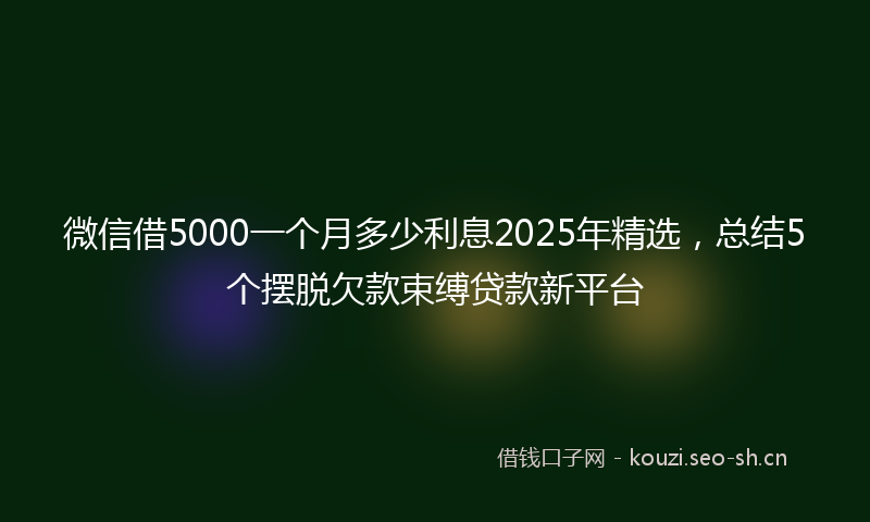 微信借5000一个月多少利息2025年精选，总结5个摆脱欠款束缚贷款新平台