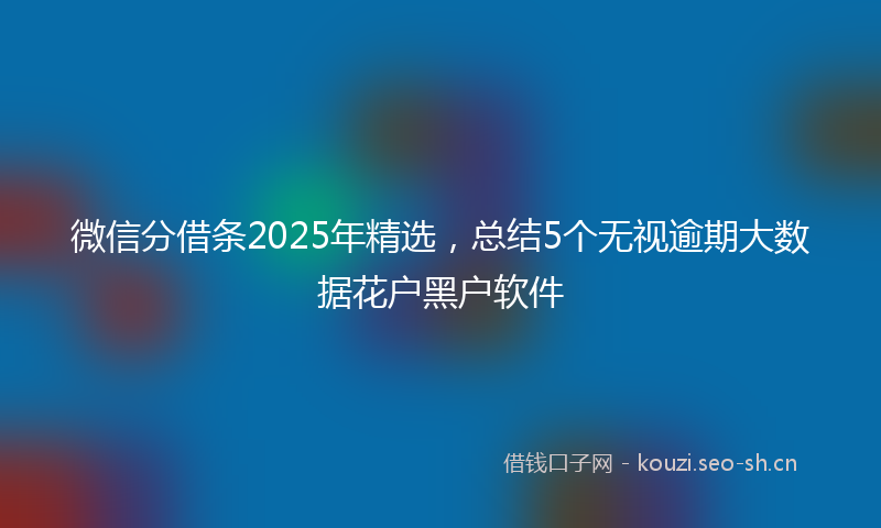 微信分借条2025年精选，总结5个无视逾期大数据花户黑户软件