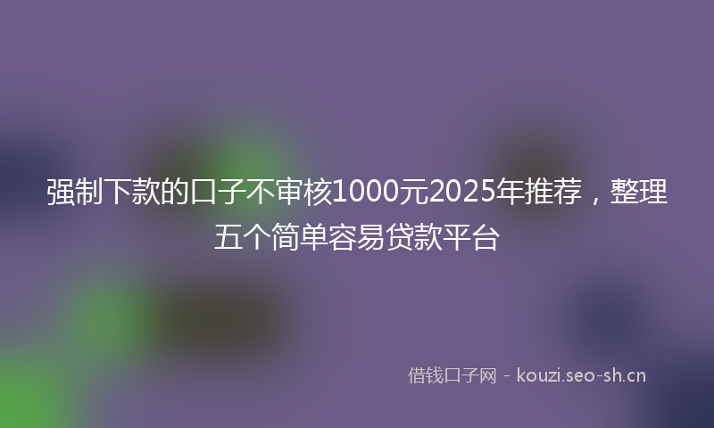 强制下款的口子不审核1000元2025年推荐，整理五个简单容易贷款平台