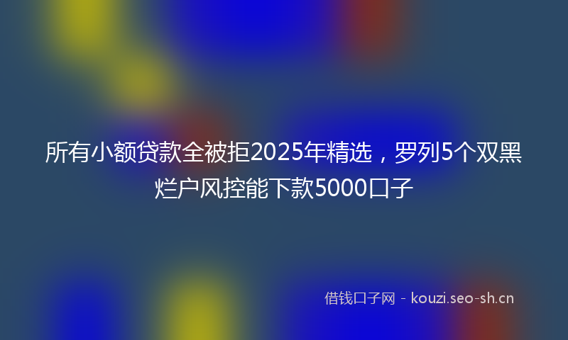 所有小额贷款全被拒2025年精选，罗列5个双黑烂户风控能下款5000口子
