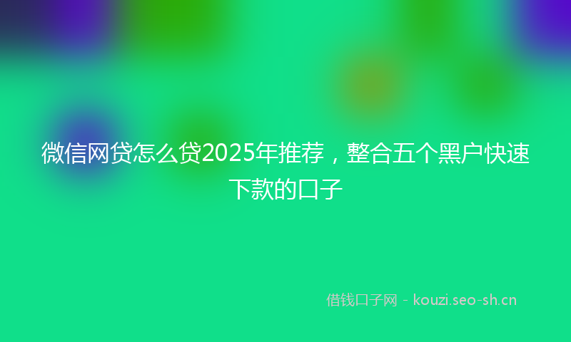微信网贷怎么贷2025年推荐，整合五个黑户快速下款的口子