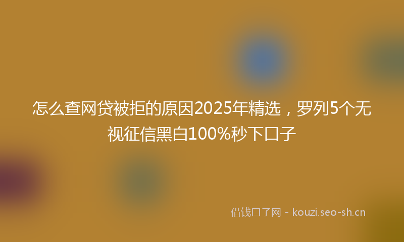 怎么查网贷被拒的原因2025年精选,罗列5个无视征信黑白100%秒下口子