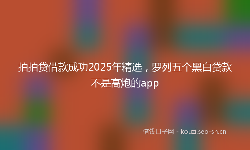 拍拍贷借款成功2025年精选,罗列五个黑白贷款不是高炮的app
