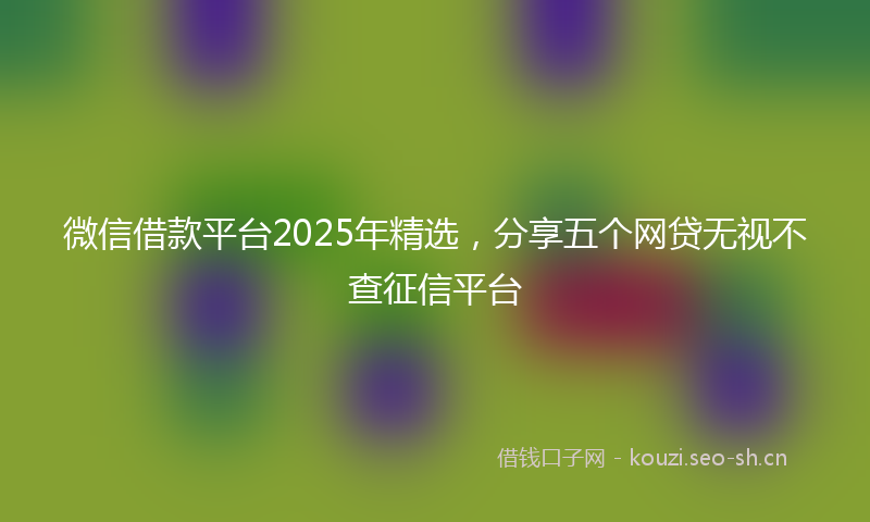 微信借款平台2025年精选，分享五个网贷无视不查征信平台