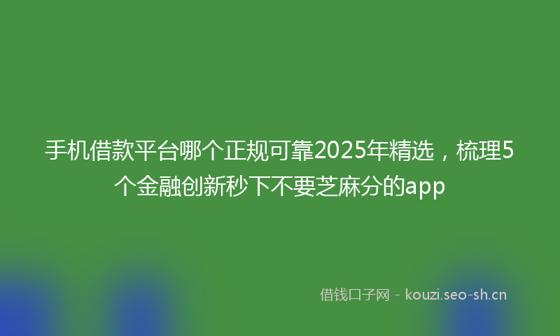 手机借款平台哪个正规可靠2025年精选，梳理5个金融创新秒下不要芝麻分的app