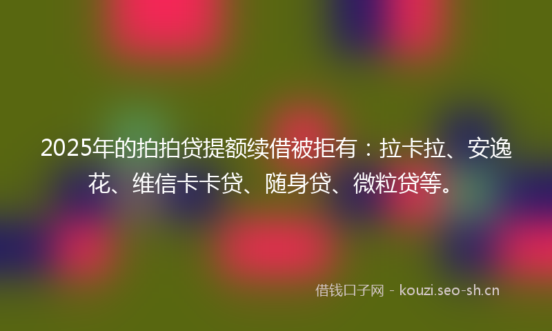 2025年的拍拍贷提额续借被拒有:拉卡拉、安逸花、维信卡卡贷、随身贷、微粒贷等。