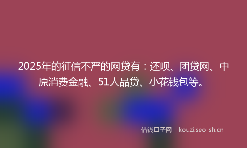 2025年的征信不严的网贷有：还呗、团贷网、中原消费金融、51人品贷、小花钱包等。