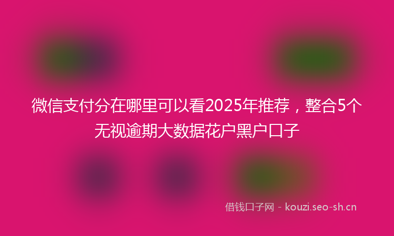 微信支付分在哪里可以看2025年推荐，整合5个无视逾期大数据花户黑户口子