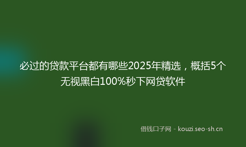必过的贷款平台都有哪些2025年精选，概括5个无视黑白100%秒下网贷软件
