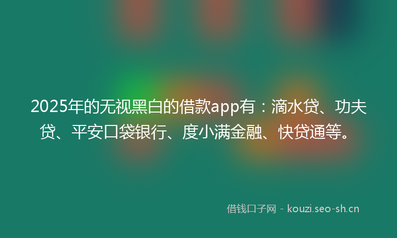2025年的无视黑白的借款app有：滴水贷、功夫贷、平安口袋银行、度小满金融、快贷通等。