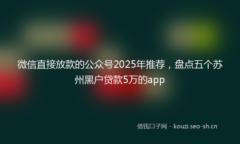 微信直接放款的公众号2025年推荐，盘点五个苏州黑户贷款5万的app