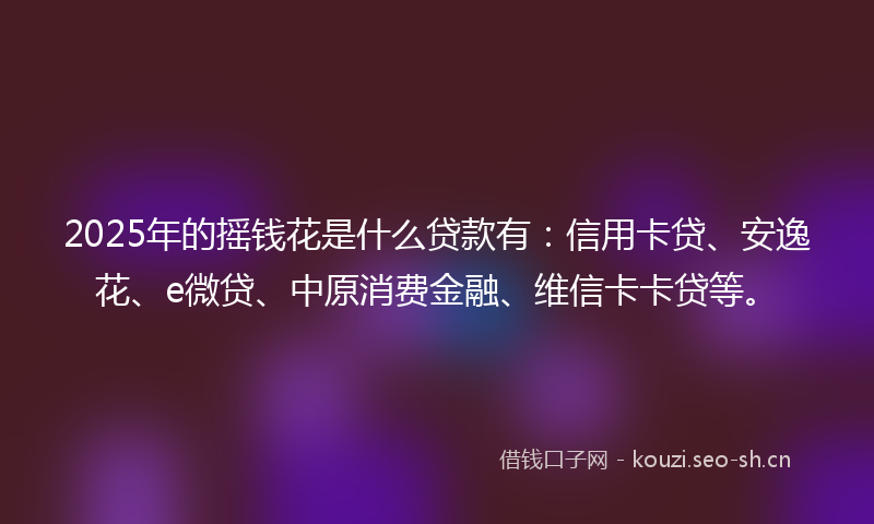 2025年的摇钱花是什么贷款有：信用卡贷、安逸花、e微贷、中原消费金融、维信卡卡贷等。