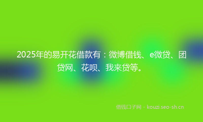 2025年的易开花借款有：微博借钱、e微贷、团贷网、花呗、我来贷等。