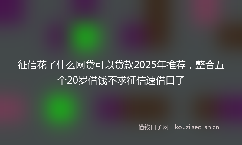 征信花了什么网贷可以贷款2025年推荐，整合五个20岁借钱不求征信速借口子