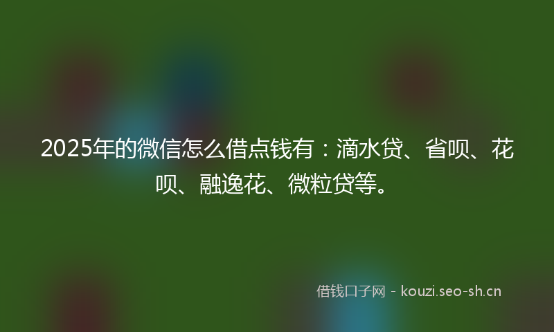 2025年的微信怎么借点钱有：滴水贷、省呗、花呗、融逸花、微粒贷等。