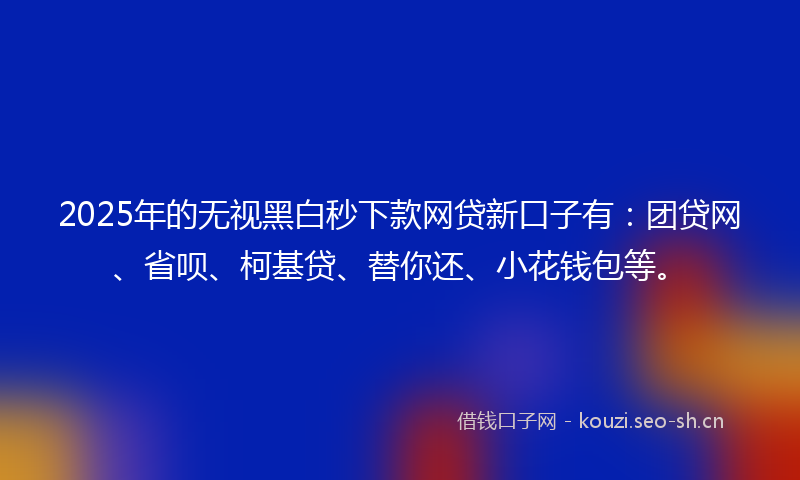 2025年的无视黑白秒下款网贷新口子有：团贷网、省呗、柯基贷、替你还、小花钱包等。