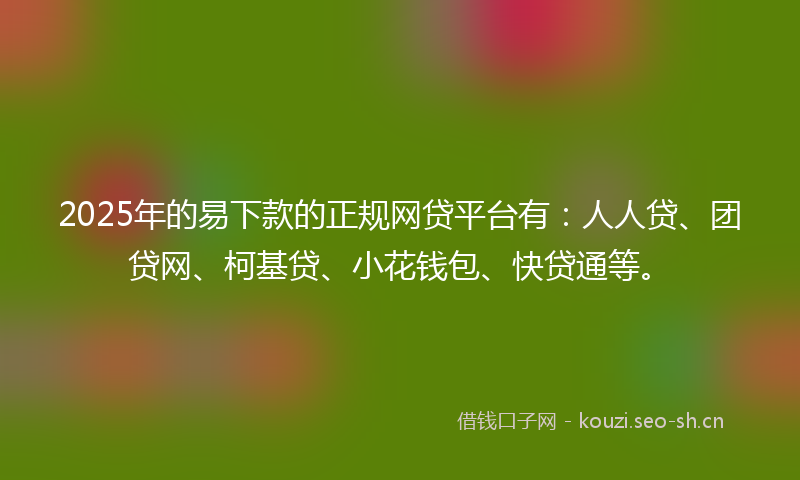 2025年的易下款的正规网贷平台有：人人贷、团贷网、柯基贷、小花钱包、快贷通等。