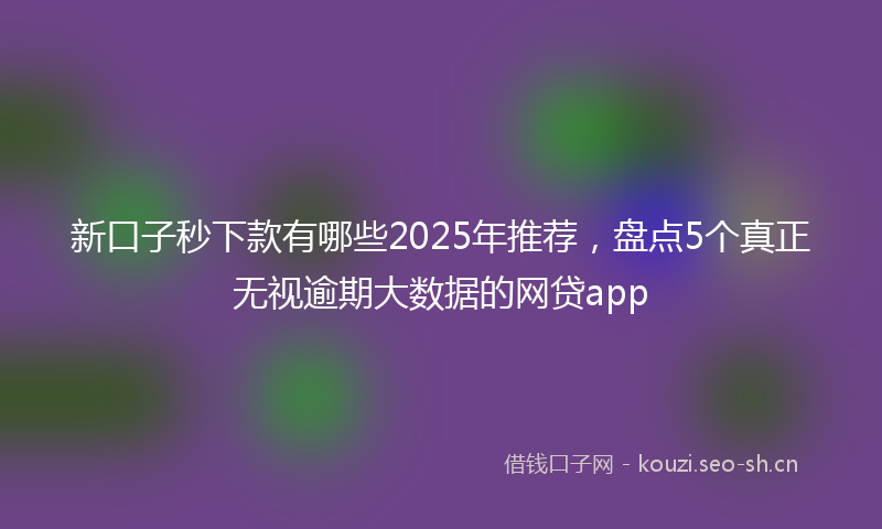 新口子秒下款有哪些2025年推荐，盘点5个真正无视逾期大数据的网贷app