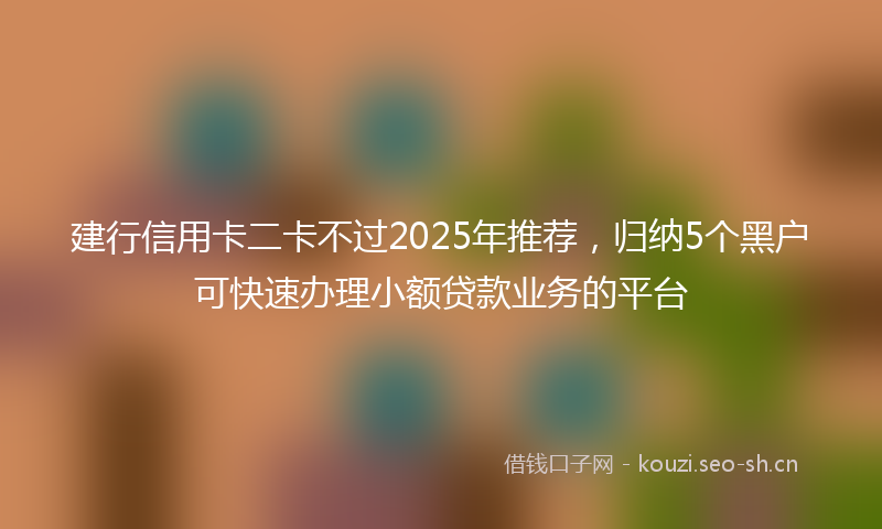 建行信用卡二卡不过2025年推荐，归纳5个黑户可快速办理小额贷款业务的平台