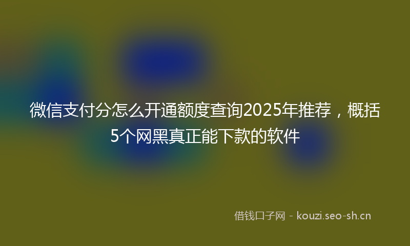 微信支付分怎么开通额度查询2025年推荐，概括5个网黑真正能下款的软件
