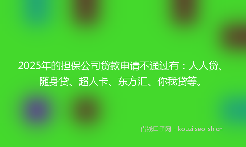 2025年的担保公司贷款申请不通过有：人人贷、随身贷、超人卡、东方汇、你我贷等。