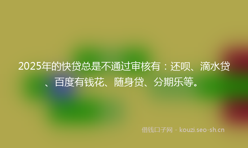 2025年的快贷总是不通过审核有：还呗、滴水贷、百度有钱花、随身贷、分期乐等。