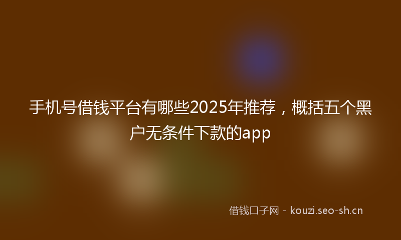 手机号借钱平台有哪些2025年推荐，概括五个黑户无条件下款的app