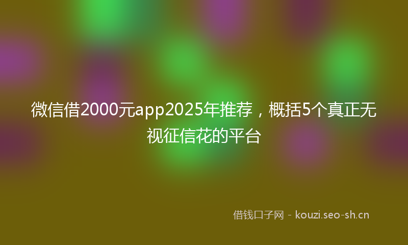 微信借2000元app2025年推荐，概括5个真正无视征信花的平台