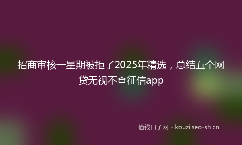 招商审核一星期被拒了2025年精选，总结五个网贷无视不查征信app