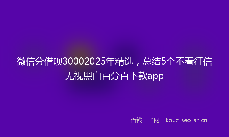 微信分借呗30002025年精选，总结5个不看征信无视黑白百分百下款app