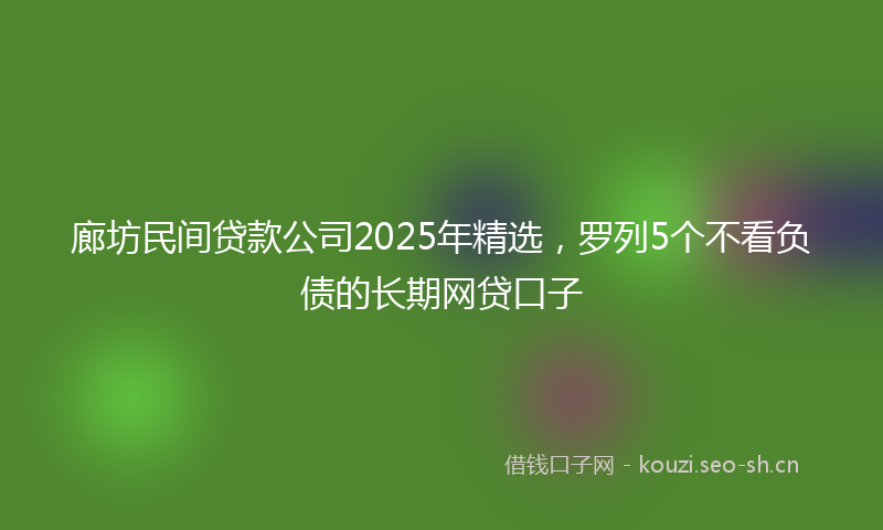 廊坊民间贷款公司2025年精选,罗列5个不看负债的长期网贷口子