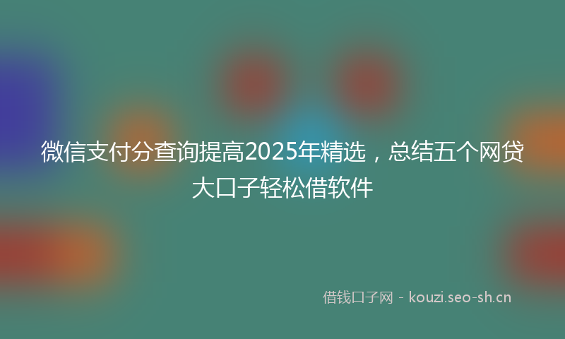 微信支付分查询提高2025年精选，总结五个网贷大口子轻松借软件