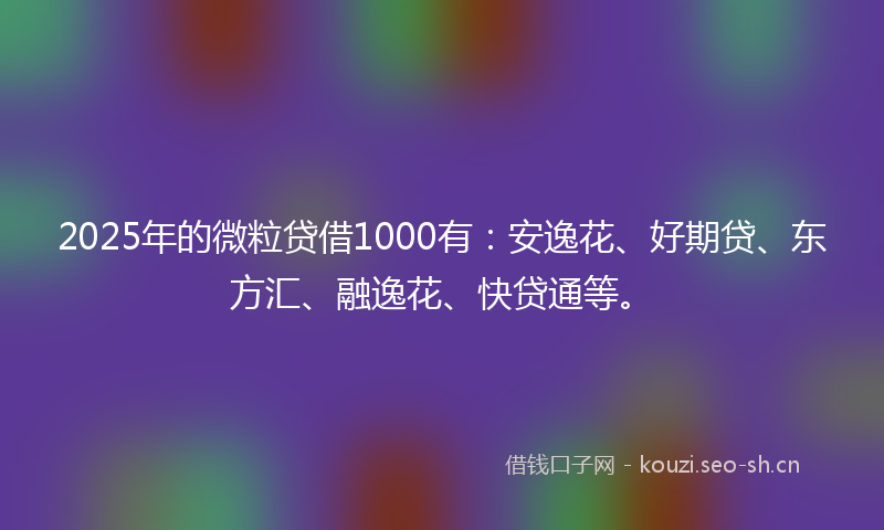2025年的微粒贷借1000有：安逸花、好期贷、东方汇、融逸花、快贷通等。