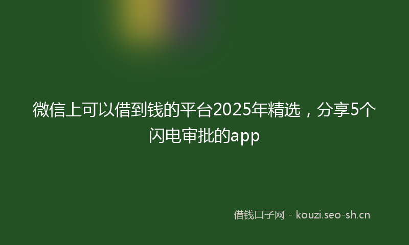 微信上可以借到钱的平台2025年精选，分享5个闪电审批的app