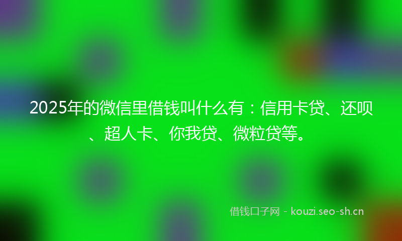2025年的微信里借钱叫什么有：信用卡贷、还呗、超人卡、你我贷、微粒贷等。